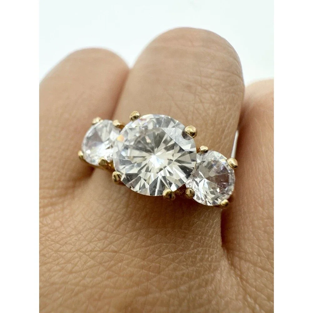 Gold Plated Cubic Zirconia Cocktail Ring Size 7.5